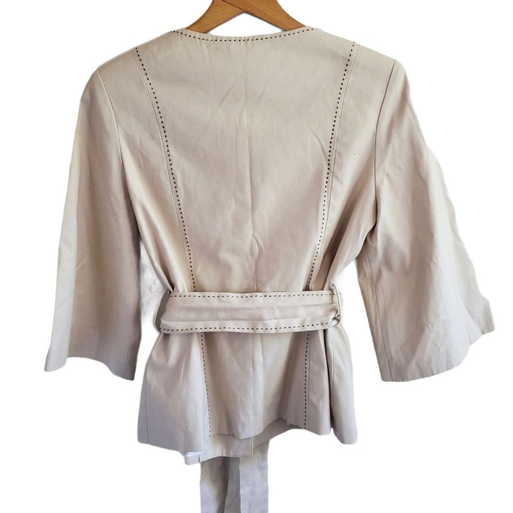 Alexane Ivory Belted Jacket M Bell Sleeve Layering Lagom Minimalist Quiet Luxury - Picture 3 of 8
